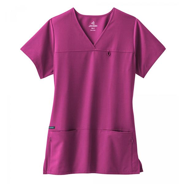 Jockey Scrub Shirt Poly/Ryn/Spndx 4 Pockets Small Plum Womens Ea