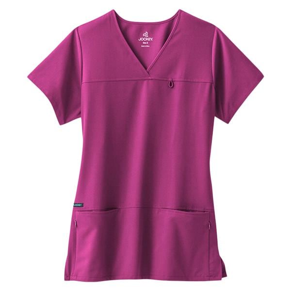 Jockey Scrub Shirt Poly/Ryn/Spndx 4 Pockets Large Plum Womens Ea