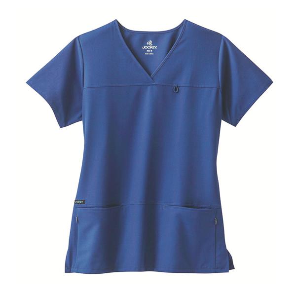 Jockey Scrub Shirt Poly/Ryn/Spndx 4 Pockets Small Royal Blue Womens Ea