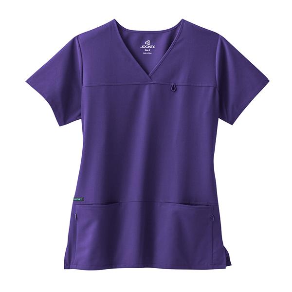 Jockey Scrub Shirt Poly/Ryn/Spndx 4 Pockets Small Purple Womens Ea