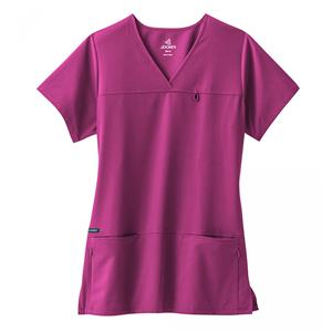 Jockey Scrub Shirt Poly/Ryn/Spndx 4 Pockets 2X Large Plum Womens Ea