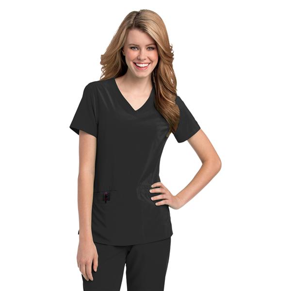 Urbane Scrub Shirt 95% Cotton / 5% Spandex V-Neck X-Large Black Womens Ea