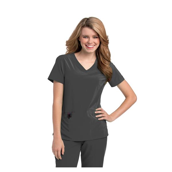 Urbane Scrub Shirt 95% Cotton / 5% Spandex V-Neck Small Graphite Womens Ea