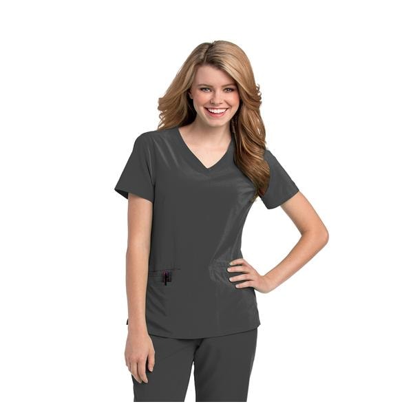 Urbane Scrub Shirt 95% Cotton / 5% Spandex V-Neck Large Graphite Womens Ea