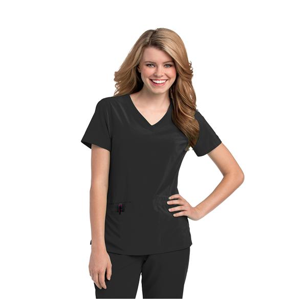 Urbane Scrub Shirt 95% Cotton / 5% Spandex V-Neck 4X Large Black Womens Ea