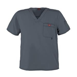 Scrub Shirt V-Neck 1 Pocket Short Sleeves Small Pewter Mens Ea