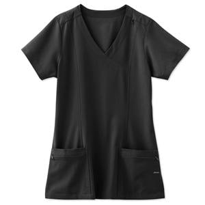 Jockey Scrub Shirt Poly/Ryn/Spndx Mck Nck 5Pckt Shrt Slv Medium Blk Womens Ea