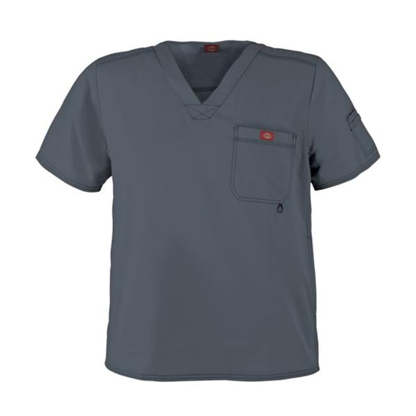 Scrub Shirt Poly/Ctn/Spndx V-Neck 1 Pocket Short Sleeves Medium Pewter Mens Ea