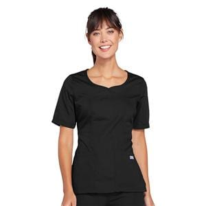 Cherokee Scrub Shirt V-Neck 3 Pockets Short Sleeves 4X Large Black Womens Ea