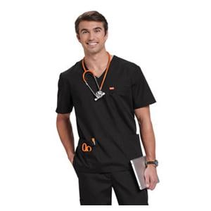 Orange Standard Scrub Shirt 65% Plstr/35% Ctn 2 Pkts Shrt Slvs XS Blk Unisex Ea