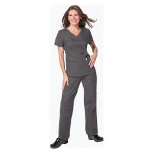 Scrub Shirt Poly/Ctn/Spndx 3 Pkts Rb Trm Shrt Slv X-Large Stl Gry Womens Ea