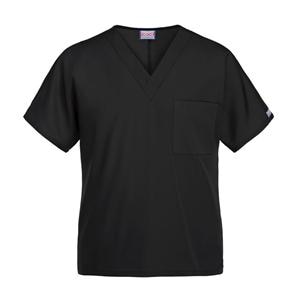 Cherokee Scrub Shirt V-Neck 1 Pocket Short Sleeves 2X Large Black Unisex Ea