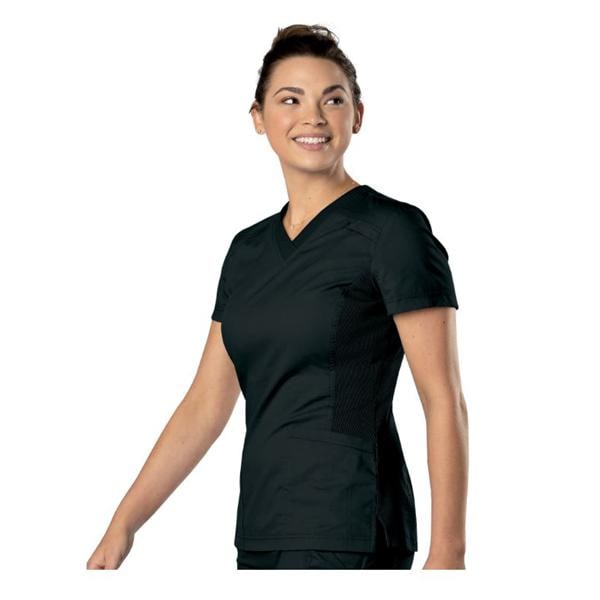 Scrub Shirt V-Neck 1 Pocket Short Sleeves X-Small Black Unisex Ea