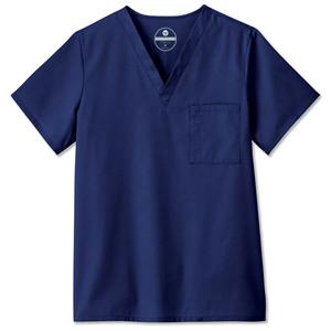 Scrub Shirt Poly/Ctn V-Neck 1 Pocket Set-In Sleeves Medium Navy Unisex Ea