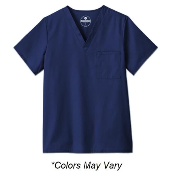 Scrub Shirt Poly/Ctn V-Neck 1 Pocket Set-In Sleeves Small Black Unisex Ea