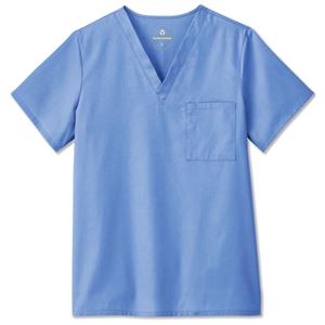 Scrub Shirt Poly/Ctn V-Neck 1 Pocket Set-In Sleeves Medium Ceil Blue Unisex Ea