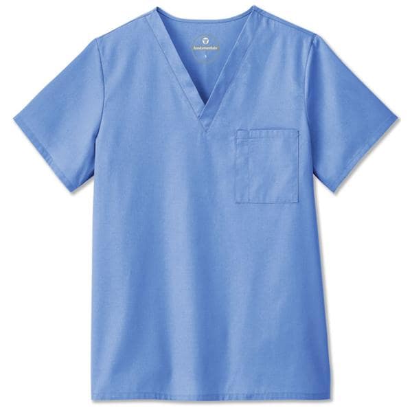 Scrub Shirt Poly/Ctn V-Neck 1 Pocket Set-In Sleeves Medium Ceil Blue Unisex Ea