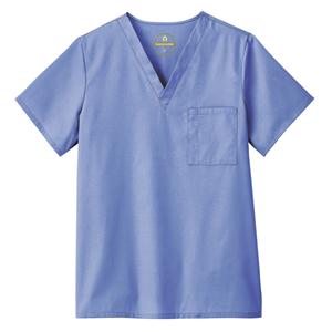 Scrub Shirt Poly/Ctn V-Neck 1 Pocket Set-In Sleeves 4X Large Ceil Blue Unisex Ea