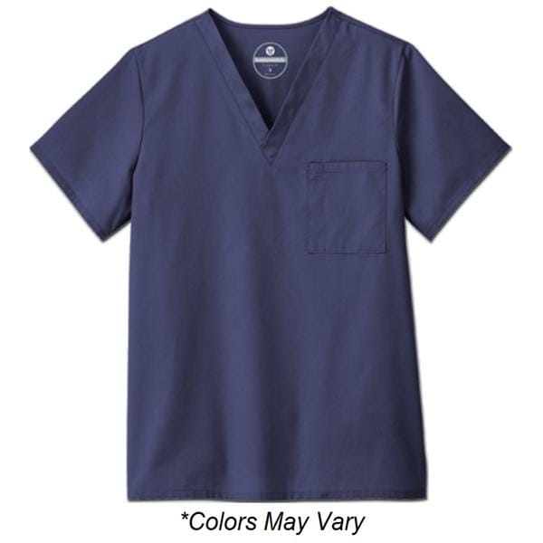 Scrub Shirt Poly/Ctn V-Neck 1 Pocket Set-In Sleeves 5X Large Ceil Blue Unisex Ea