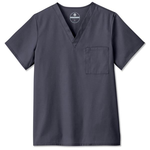 Scrub Shirt V-Neck 1 Pocket Set-In Sleeves Large Charcoal Unisex Ea