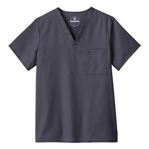 Scrub Shirt V-Neck 1 Pocket Set-In Sleeves X-Small Charcoal Unisex Ea