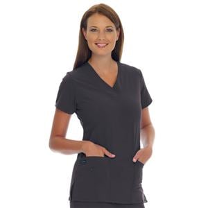 Scrub Shirt Poly/Ryn/Spndx V-Neck 3Pkt Short Sleeves X-Small Chrcl Womens Ea