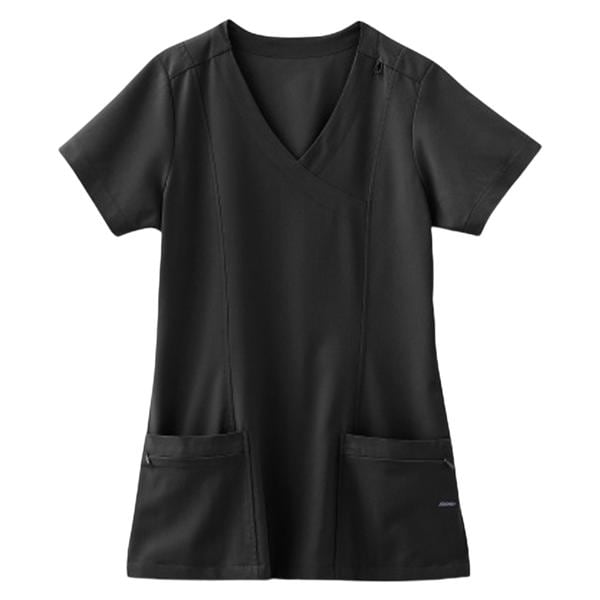 Jockey Scrub Shirt Mock Wrap V-Neck 2 Pkts Short Sleeves X-Small Blk Womens Ea