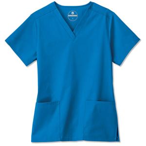 Fundamentals Scrub Shirt V-Neck 2 Pockets Set-In Sleeves Medium Ryl Bl Womens Ea