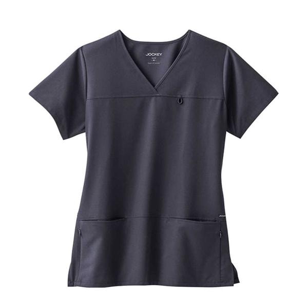 Jockey Scrub Shirt Poly/Ryn/Spndx 4 Pockets X-Small Charcoal Womens Ea