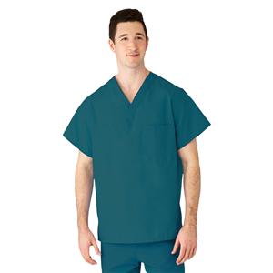 Scrub Shirt V-Neck Short Sleeves Large Peacock Ea