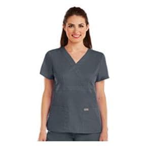 Greys Anatomy Scrub Top Cross-Over Neck 3 Pockets 2X Large Granite Womens Ea