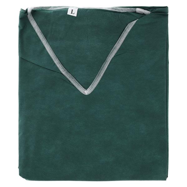 Patient Scrub Shirt Linen Like Non Woven Material Large Dark Green 30/Ca