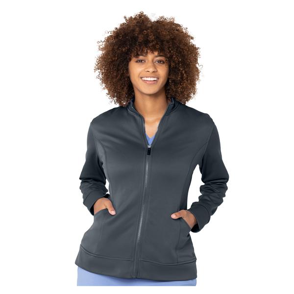 Urbane Warm-Up Jacket 3 Pockets Long Sleeves Large Gray Womens Ea