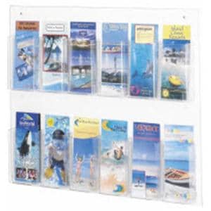 Wall Pamphlet Display 12 Pockets Clear 20 3/8 in x 30 in Ea