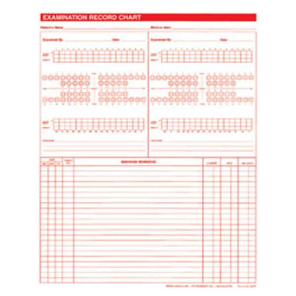 Exam Record Dental Charts 2-Sided White 100/Pk