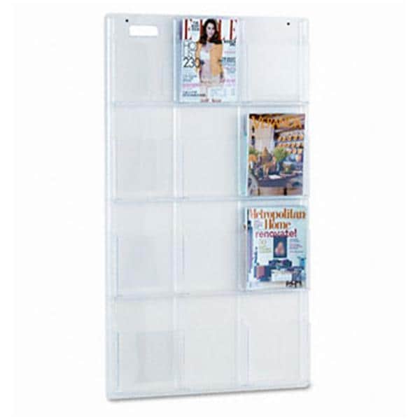 Wall Magazine Display 12 Pockets Clear 49 in x 30 in Ea