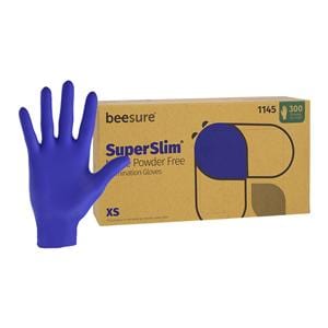 BeeSure SuperSlim Nitrile Exam Gloves X-Small Midnight Blue Non-Sterile, 10 BX/CA