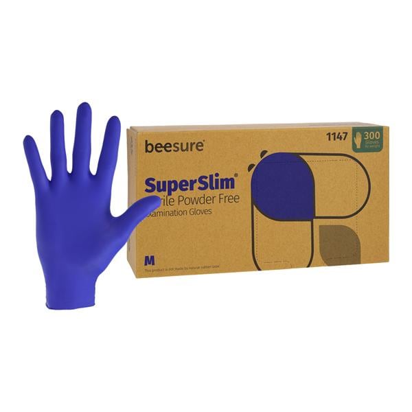 BeeSure SuperSlim Nitrile Exam Gloves Medium Midnight Blue Non-Sterile, 10 BX/CA