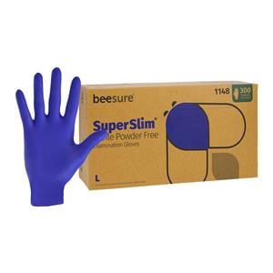 BeeSure SuperSlim Nitrile Exam Gloves Large Midnight Blue Non-Sterile, 10 BX/CA
