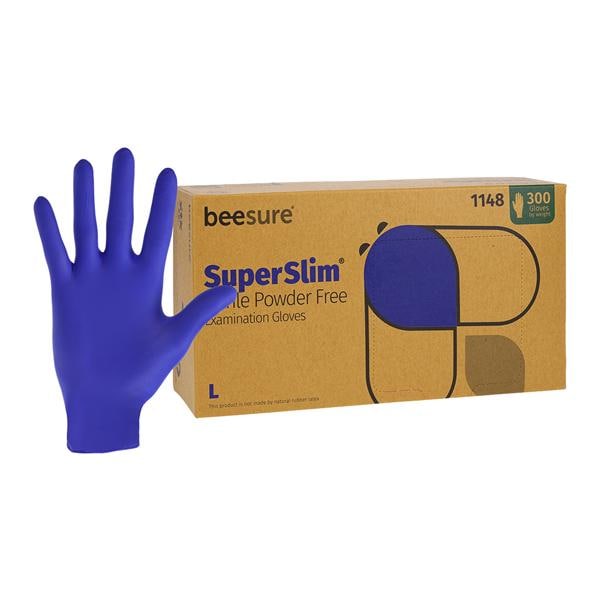 BeeSure SuperSlim Nitrile Exam Gloves Large Midnight Blue Non-Sterile, 10 BX/CA