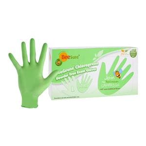 BeeSure NeoGrene Chloroprene Exam Gloves Large Green Non-Sterile, 10 BX/CA
