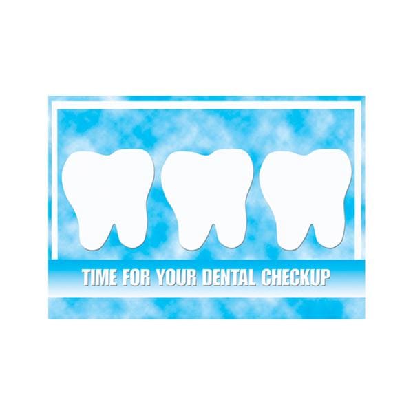 Laser 4-Up Recall Cards Checkup 3 Teeth 8.5 in x 11 in 200/Pk