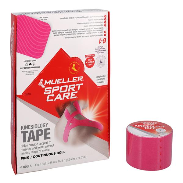 Kinesiology Tape Cotton/Elastic 2"x16.5 Pink Non-Sterile 6/Cr