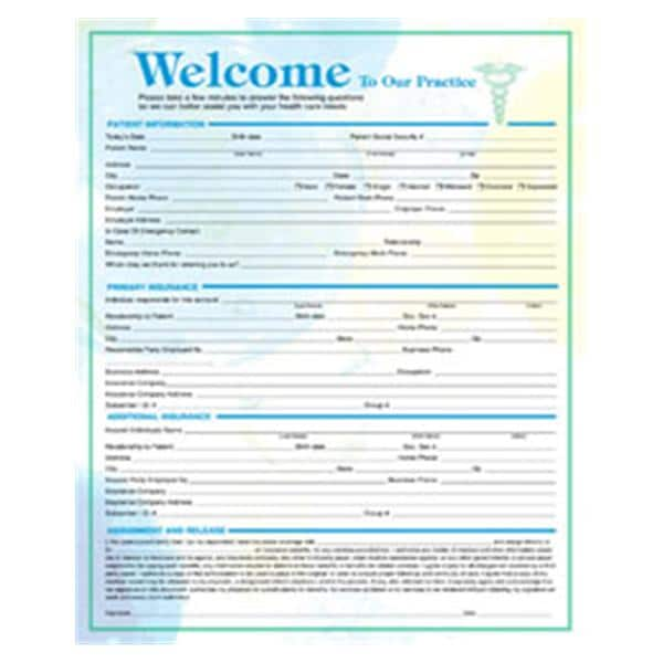 Registration Forms 2-Sided English 8.5 in x 11 in Adult 250/Pk