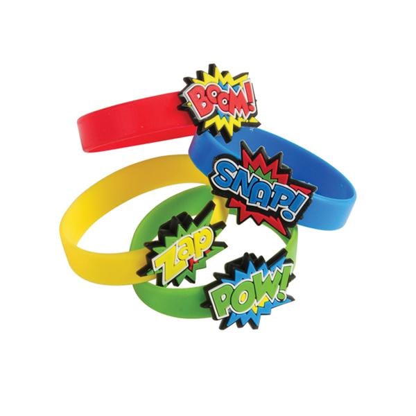 Bracelets Superhero Assorted Colors Rubber With Charm 36/Pk