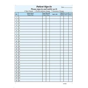 HIPAA Privacy Sign In Sheet 8.5 in x 11 in Blue 125/Pk
