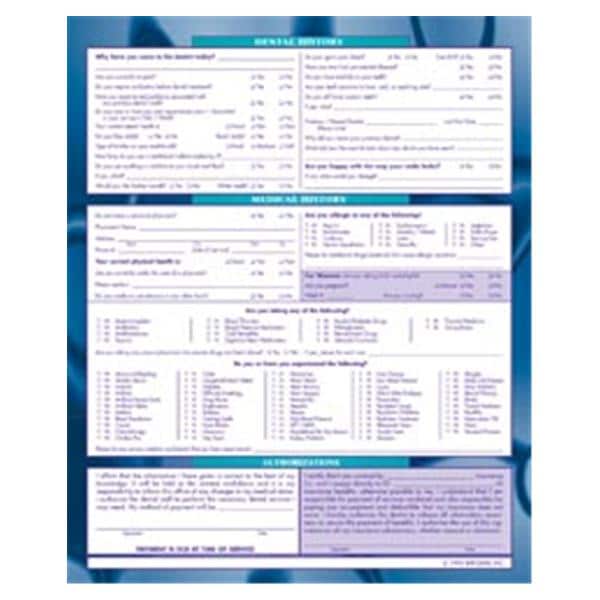 Registration Forms Blue Circles 2-Sided English Blue 8.5 in x 11 in Adult 100/Pk