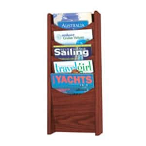 Wall Literature Display 5 Pockets Mahogany 23.75 in x 11.25 in x 3.75 in Ea