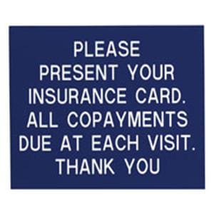 Formatted Wall Sign Insurance Card Plastic Ea