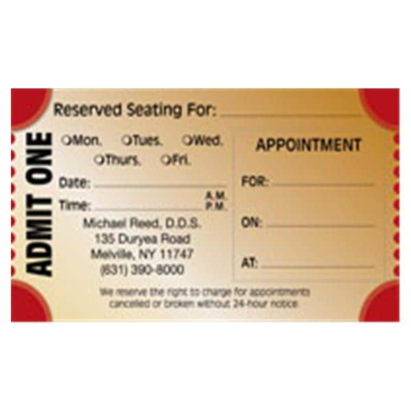 Peel N Stick Appointment Card Admit One Red 500/Bx